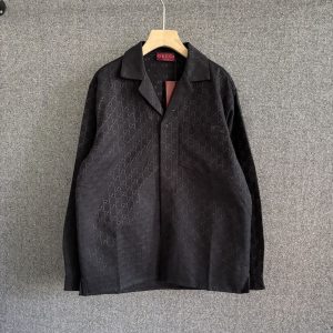 Linen Print Blend Shirt - S, Black
