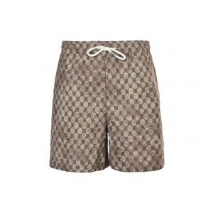 Brown full Indonesian dragon shorts - M