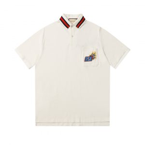Pocket Embroidered Short-Sleeved Polo Shirt - S