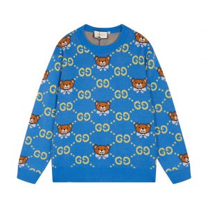 Bear knitted sweater - XL, Blue