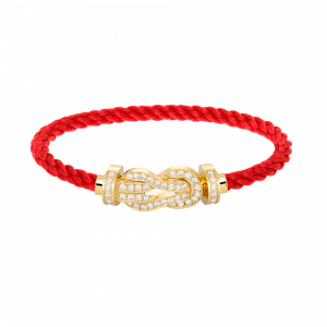 [Lucas Jewelry]CHANCE LARGE 8 FIGURE BUCKLE FULLDIAMOND BRACELET GOLD - 8. Red nylon rope, 19