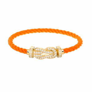 [Lucas Jewelry]CHANCE LARGE 8 FIGURE BUCKLE FULLDIAMOND BRACELET GOLD - 4. Orange nylon rope, 21