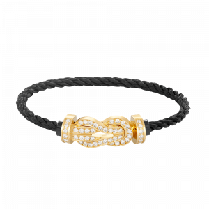 [Lucas Jewelry]CHANCE LARGE 8 FIGURE BUCKLE FULLDIAMOND BRACELET GOLD - 7. Black nylon rope, 20