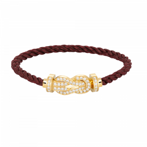 [Lucas Jewelry]CHANCE LARGE 8 FIGURE BUCKLE FULLDIAMOND BRACELET GOLD - 3. Brown wire rope, 18