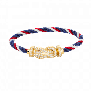 [Lucas Jewelry]CHANCE LARGE 8 FIGURE BUCKLE FULLDIAMOND BRACELET GOLD - 6. Blue red and white nylon rope, 21