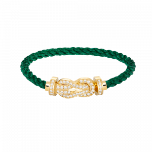 [Lucas Jewelry]CHANCE LARGE 8 FIGURE BUCKLE FULLDIAMOND BRACELET GOLD - 11. Emerald Wire Rope, 16