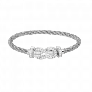 [Lucas Jewelry]CHANCE LARGE 8 FIGURE BUCKLE FULL DIAMOND BRACELET SILVER - 1. Silver wire rope, 18