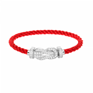 [Lucas Jewelry]CHANCE LARGE 8 FIGURE BUCKLE FULL DIAMOND BRACELET SILVER - 8. Red nylon rope, 17