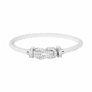 [Lucas Jewelry]CHANCE LARGE 8 FIGURE BUCKLE FULL DIAMOND BRACELET SILVER - 13. White nylon rope, 20