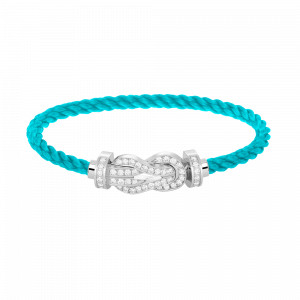 [Lucas Jewelry]CHANCE LARGE 8 FIGURE BUCKLE FULL DIAMOND BRACELET SILVER - 5. Sky blue wire rope, 19