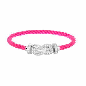 [Lucas Jewelry]CHANCE LARGE 8 FIGURE BUCKLE FULL DIAMOND BRACELET SILVER - 10. Pink nylon rope, 21