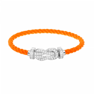 [Lucas Jewelry]CHANCE LARGE 8 FIGURE BUCKLE FULL DIAMOND BRACELET SILVER - 4. Orange nylon rope, 18