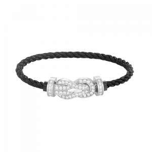 [Lucas Jewelry]CHANCE LARGE 8 FIGURE BUCKLE FULL DIAMOND BRACELET SILVER - 7. Black nylon rope, 19