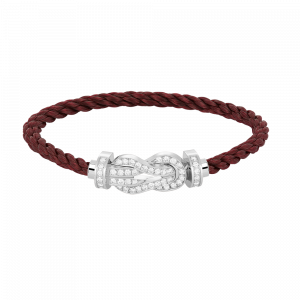 [Lucas Jewelry]CHANCE LARGE 8 FIGURE BUCKLE FULL DIAMOND BRACELET SILVER - 3. Brown wire rope, 21