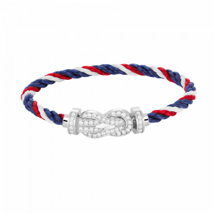 [Lucas Jewelry]CHANCE LARGE 8 FIGURE BUCKLE FULL DIAMOND BRACELET SILVER - 6. Blue red and white nylon rope, 17