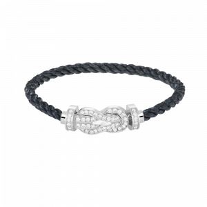 [Lucas Jewelry]CHANCE LARGE 8 FIGURE BUCKLE FULL DIAMOND BRACELET SILVER - 2. Storm gray nylon rope, 20