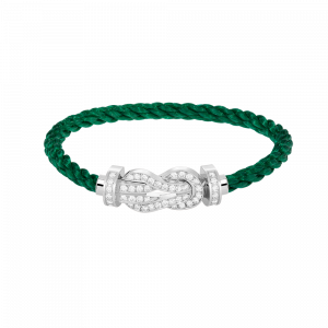 [Lucas Jewelry]CHANCE LARGE 8 FIGURE BUCKLE FULL DIAMOND BRACELET SILVER - 12. Emerald Wire Rope, 19