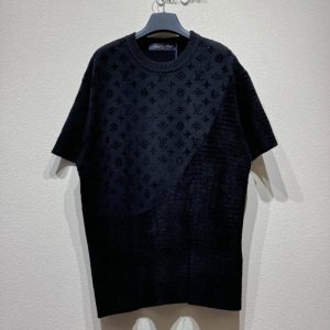 Black Wool Jacquard T-shirt - M