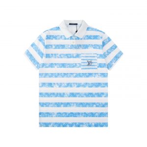 Blue and white striped Polo - L