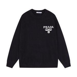 Simple lettering crew neck sweater - L, Black
