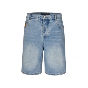 Embroidered Washed Denim Shorts - S