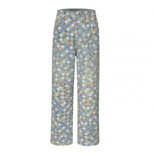 Damier Denim Wide-Leg Jeans - XL