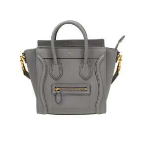 Celine Nano Luggage Bag In Drummed Calfskin 20 Cm Dark Grey