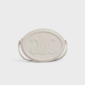 Celine Crossbody Oval Purse Cuir Triomphe In Smooth Calfskin White