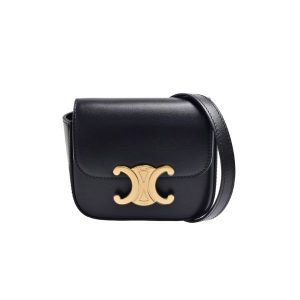 Celine Mini Triomphe In Shiny Calfskin Black