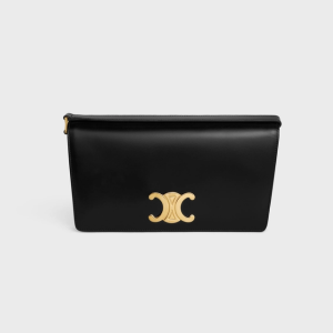 Celine Trapeze Triomphe Bag In Shiny Calfskin Black 199283Bf438No