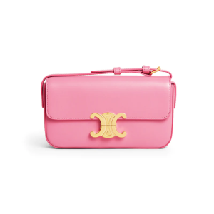 Celine Triomphe Shoulder Bag In Shiny Calfskin Pink