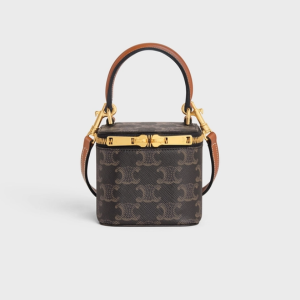 Celine Mini Vanity Case In Triomphe Canvas And Calfskin Tan 10J762Cz104Lu
