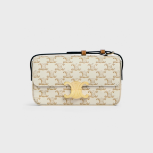 Celine Triomphe Shoulder Bag In Shiny Calfskin Gold Cc White 194142Cuz01Bc