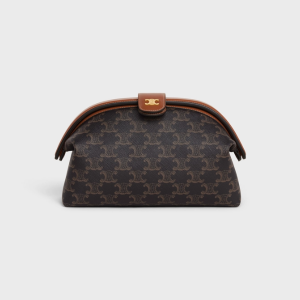 Celine Pouch In Triomphe Canvas And Calfskin Tan 10J772Egl04Lu