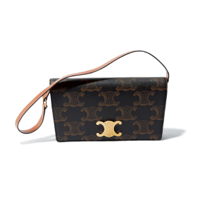 Celine Trapeze Triomphe Bag In Shiny Calfskin Tan 199282Epp04Lu