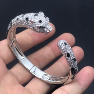 [Lucas Jewelry]PANTHERE BIG BRACELET DIAMONDS - 18, Silver