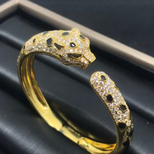 [Lucas Jewelry]PANTHERE BIG BRACELET DIAMONDS - 17, Gold