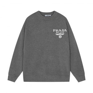 Simple lettering crew neck sweater - XL, Grey