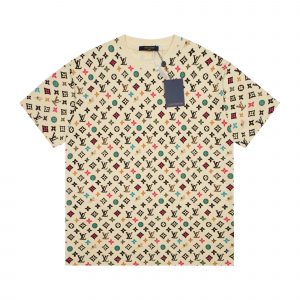 Men's short-sleeved shirt with puppy logo print - S, Apricot
