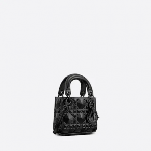 Micro Lady Dior Bag Black With Diamond Motif