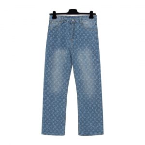 Simple Washed Blue Printed Jeans - XL