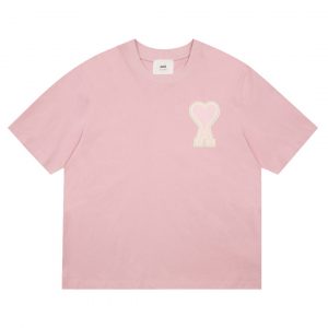 2024ss autumn love embroidered T-shirt - S, Pink