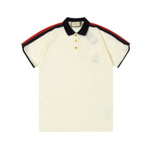 Pocket embroidery colorblock polo shirt - M, Apricot