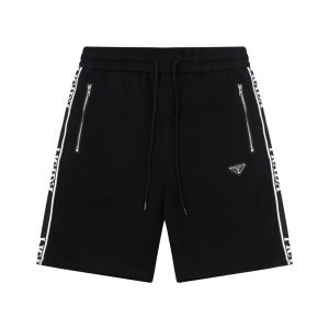 Silver triangle logo zipper shorts - L, Black