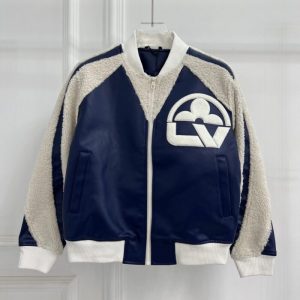 Blue Leather Baseball Jacket - M