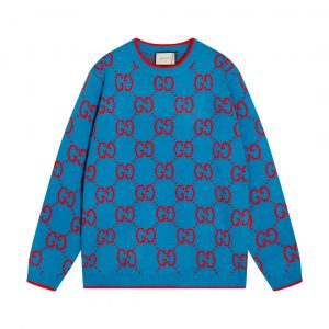 New Alphabet Jacquard Crew-Neck Sweater - M, Red