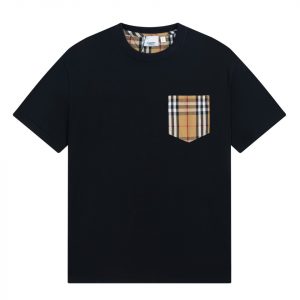Check Pocket Cotton Loose Fit T-Shirt - S, Black