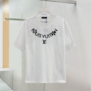 Starry Sky Embroidered Patch Short Sleeve T-Shirt - XXL, White