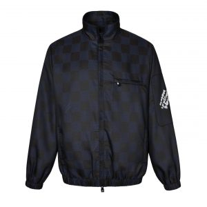 Checkerboard Beaded Stand Collar Jacket - XL