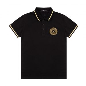 Gold Embroidery Polo Shirt - L, Black